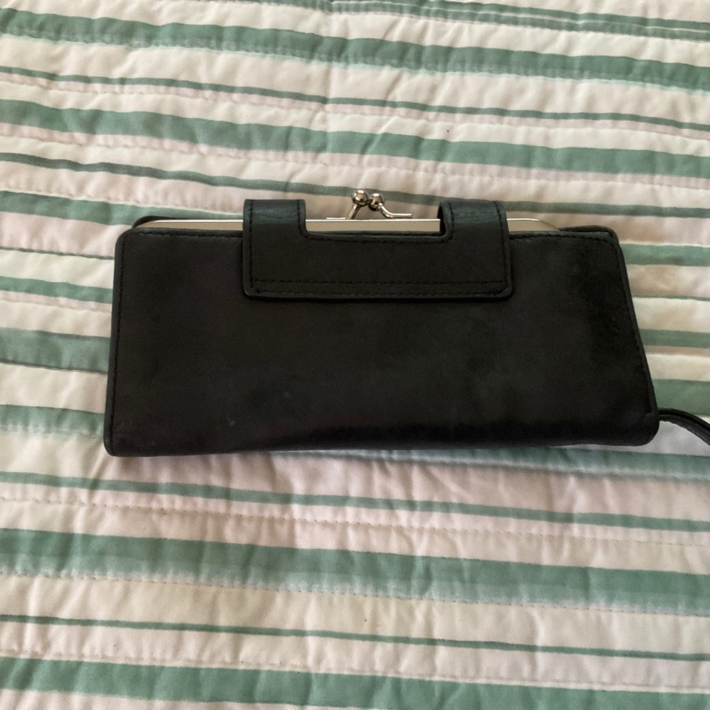 Ladies black leather Hobo wallet